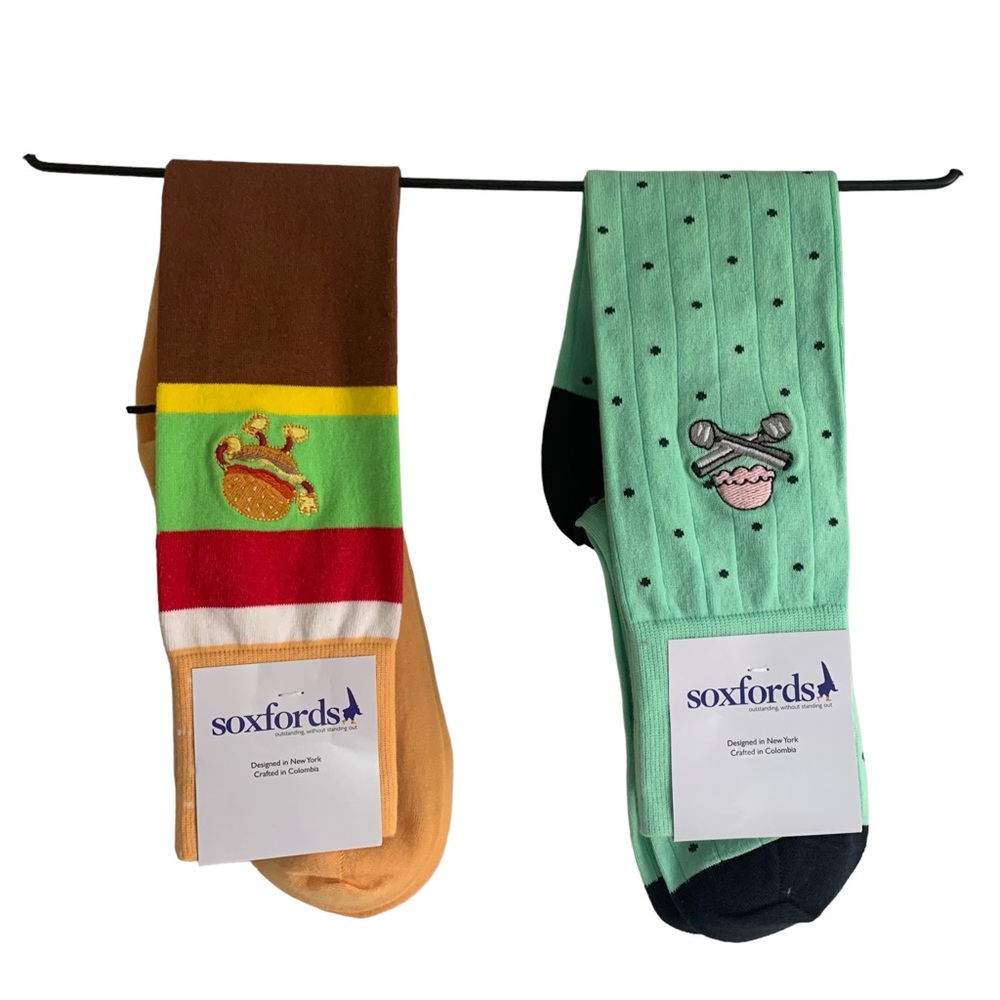 Soxfords Mens socks Golden‎ Arches and Chico Chip Mints Socks NWT Pair Funky Fun